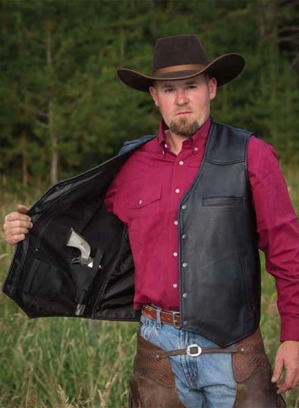 VDB WYOMING TRADERS DROVER CONCEALED CARRY LEATHER VEST