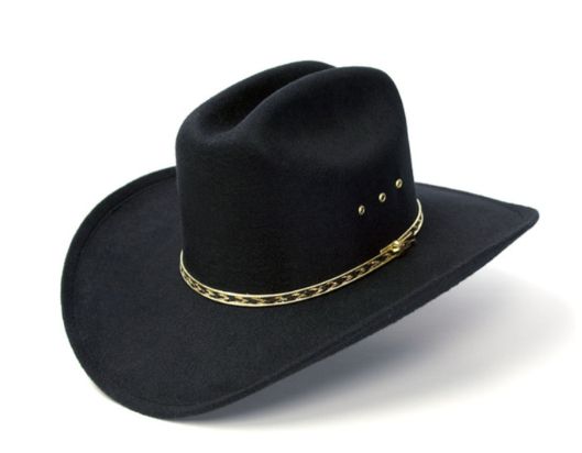 BLACK FELT FINISH WESTERN CATTLEMAN HAT
