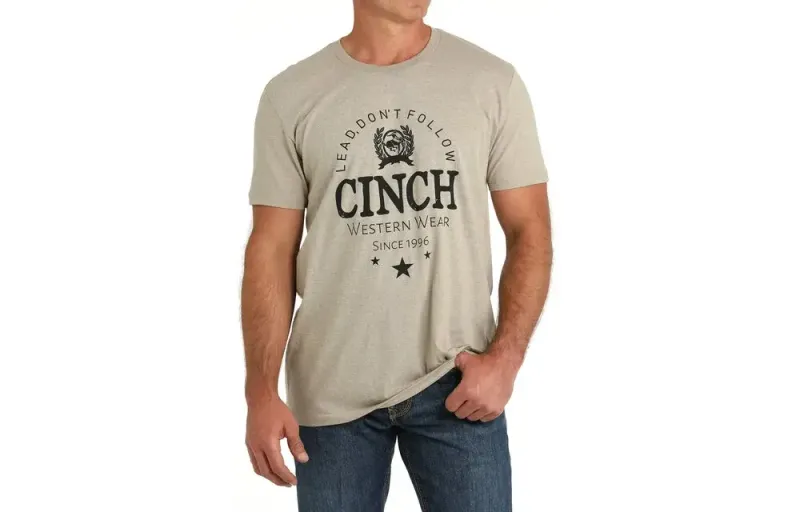 CINCH &quot;LEAD DON&#39;T FOLLOW&quot; KHAKI TEE