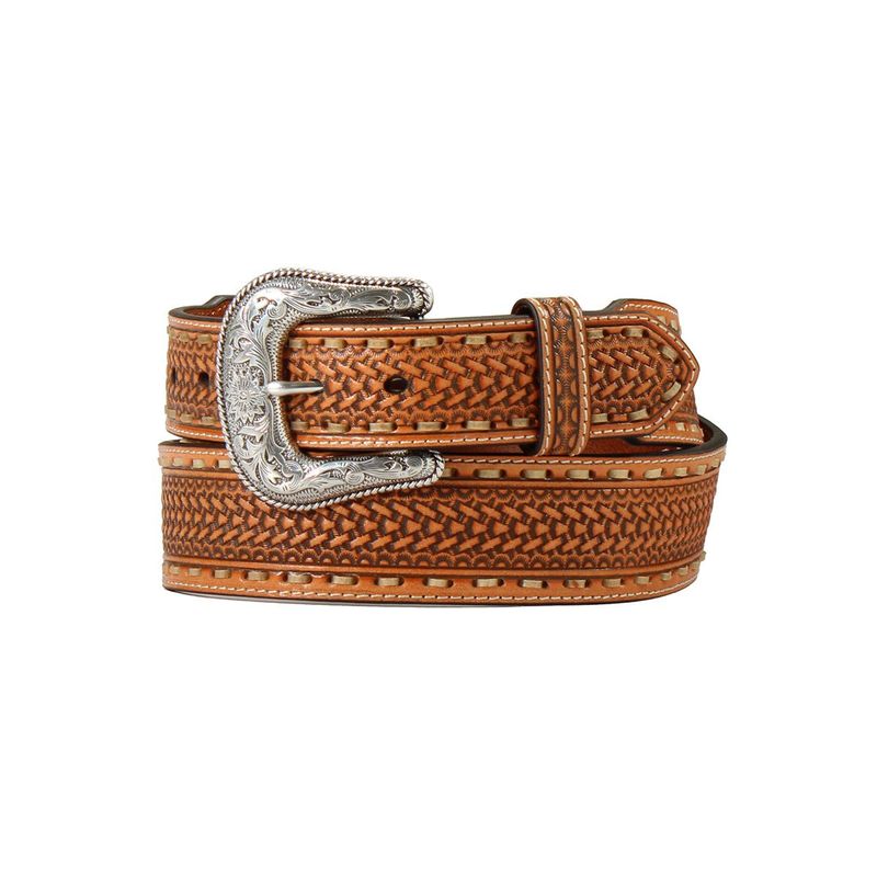 NOCONA BASKET WEAVE TAN BELT
