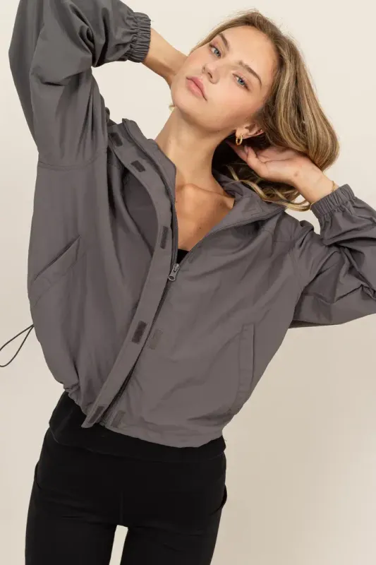 NYLON CROPPED WINDBREAKER