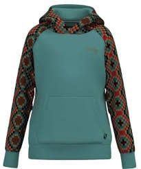 HOOEY &quot;PUNCHY&quot; TURQUOISE WITH TAN/RED PATTERN HOODIE