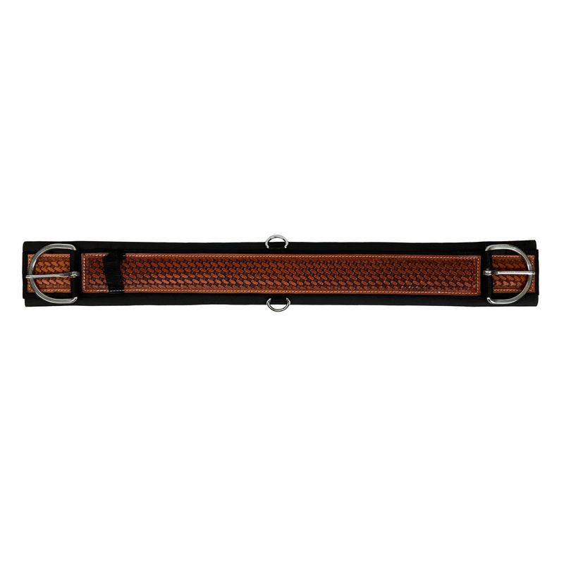 SHOWMAN BASKETWEAVE TOOLED STRAIGHT NEOPRENE GIRTH