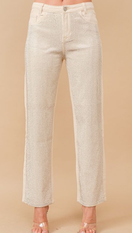 BLUE B WOMEN&#39;S RHINESTONE STUDDED HIGH RISE DENIM JEANS