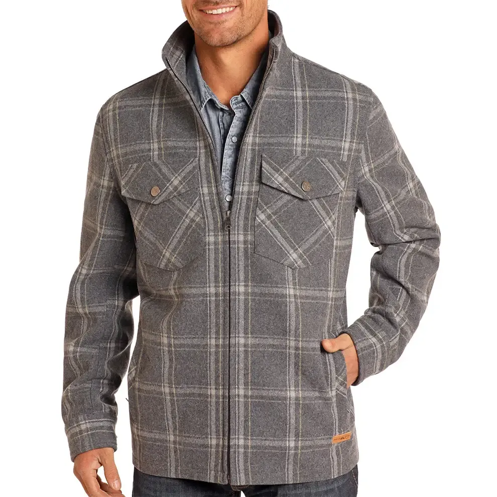POWDER RIVER OUTFITTERS MEN&#39;S  PLAID WOOL JACKET