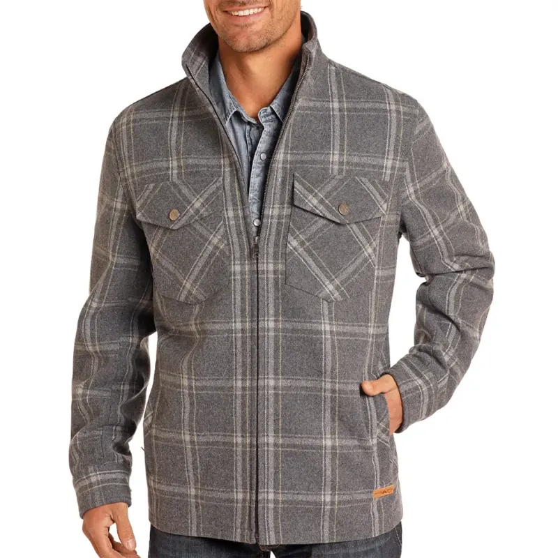 POWDER RIVER OUTFITTERS MEN&#39;S  PLAID WOOL JACKET