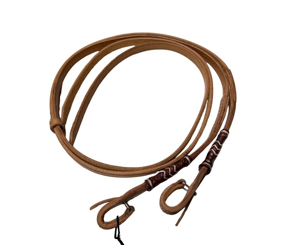 BUFFALO LEATHER PONY REINS WITH RAWHIDE ACCENTS