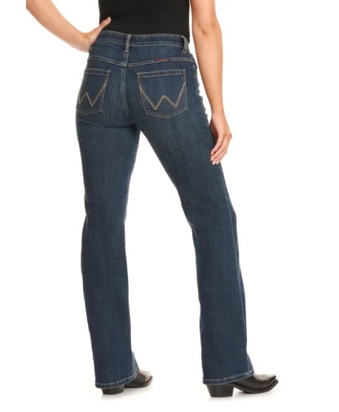 WRANGLER JADE DARK WASH MID RISE RELAXED RIDING JEAN