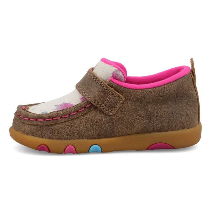 TWISTED X INFANT DRIVING MOC BOMBER, WHITE MULTI &amp; PINK