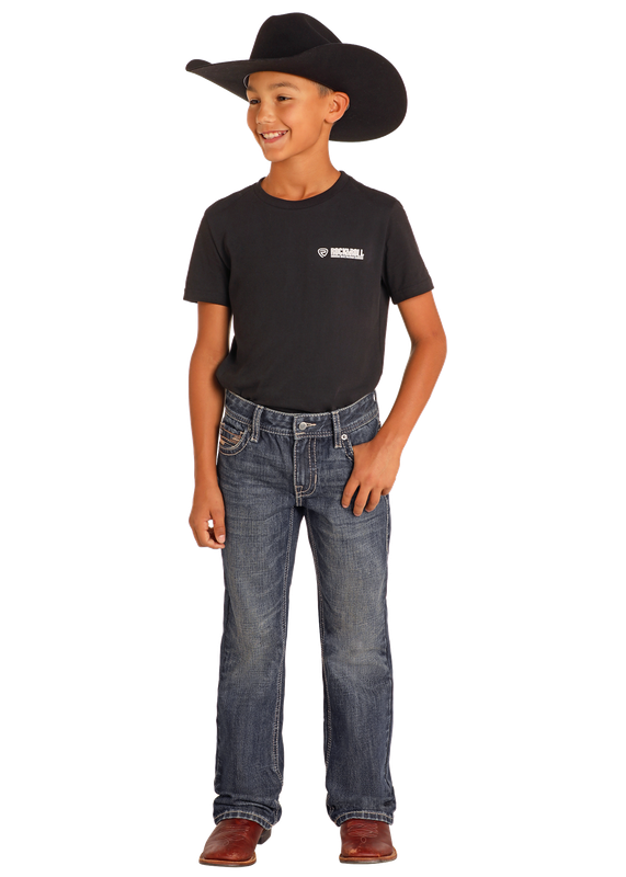 ROCK &amp; ROLL BOY&#39;S BB GUN BOOTCUT DARK WASH JEAN