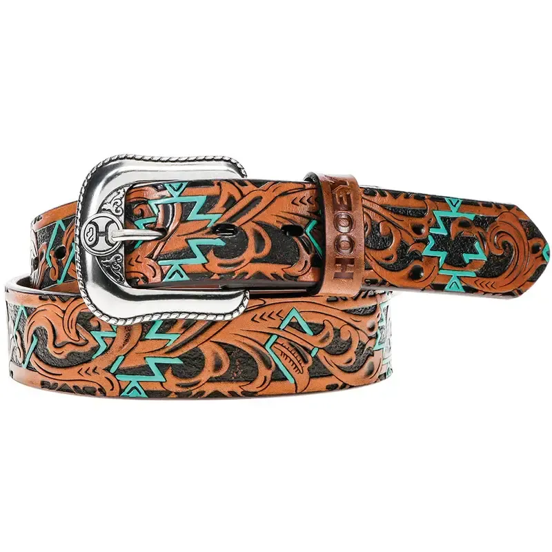 HOOEY &quot;SUNDOWN&quot; AZTEC FILIGREE EMBOSSED BELT