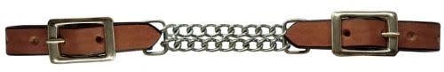 SHOWMAN LEATHER CURB WITH DOUBLE CHAIN