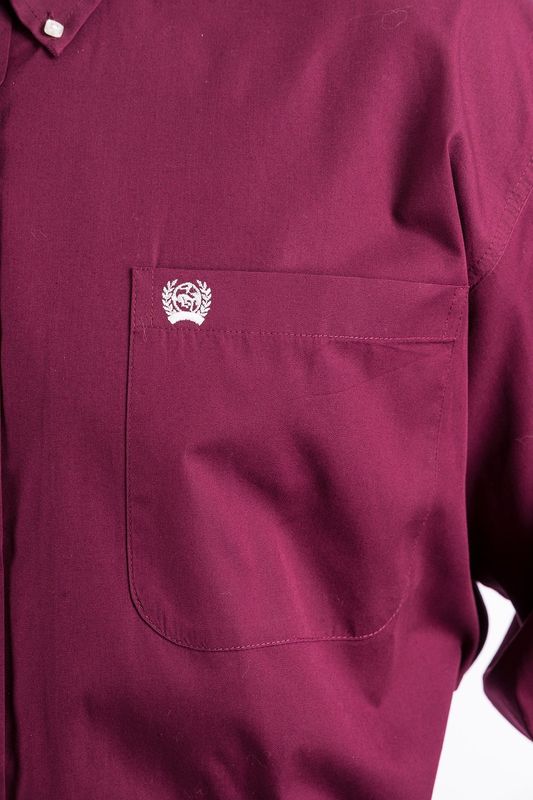 CINCH MEN'S SOLID BURGUNDY BUTTON-DOWN
