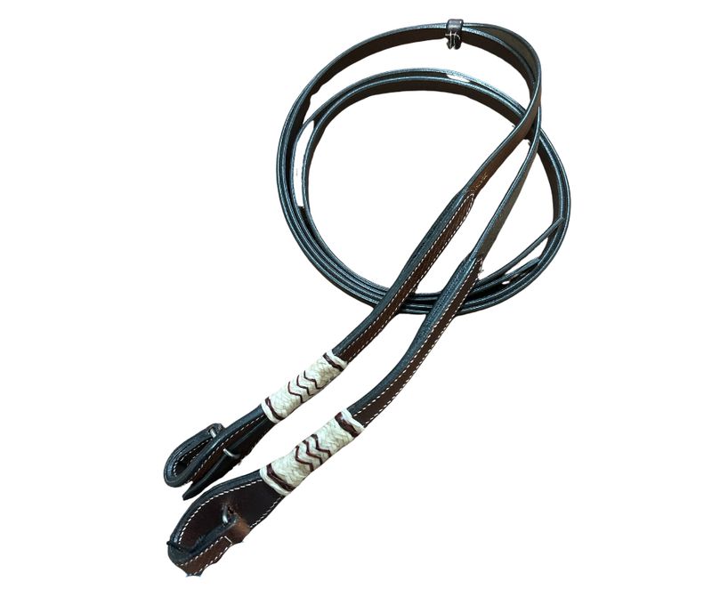 BUFFALO LEATHER PONY REINS WITH RAWHIDE ACCENTS
