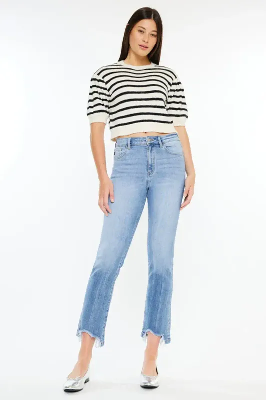 KANCAN ANGELA HIGH RISE SLIM CROP STRAIGHT JEAN
