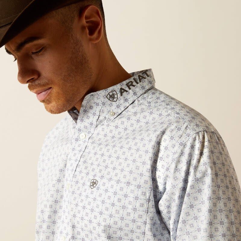 ARIAT TEAM KODY CLASSIC FIT LT BLUE/GRAY BUTTON DOWN SHIRT