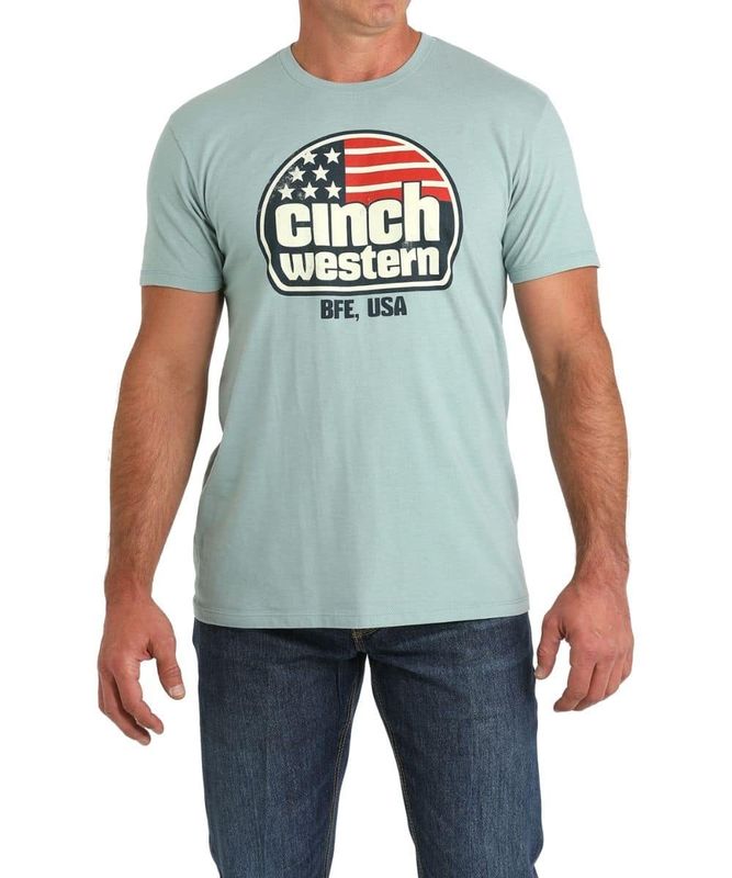 CINCH MEN&#39;S AMERICAN FLAG CIRCLE TEE- GREEN