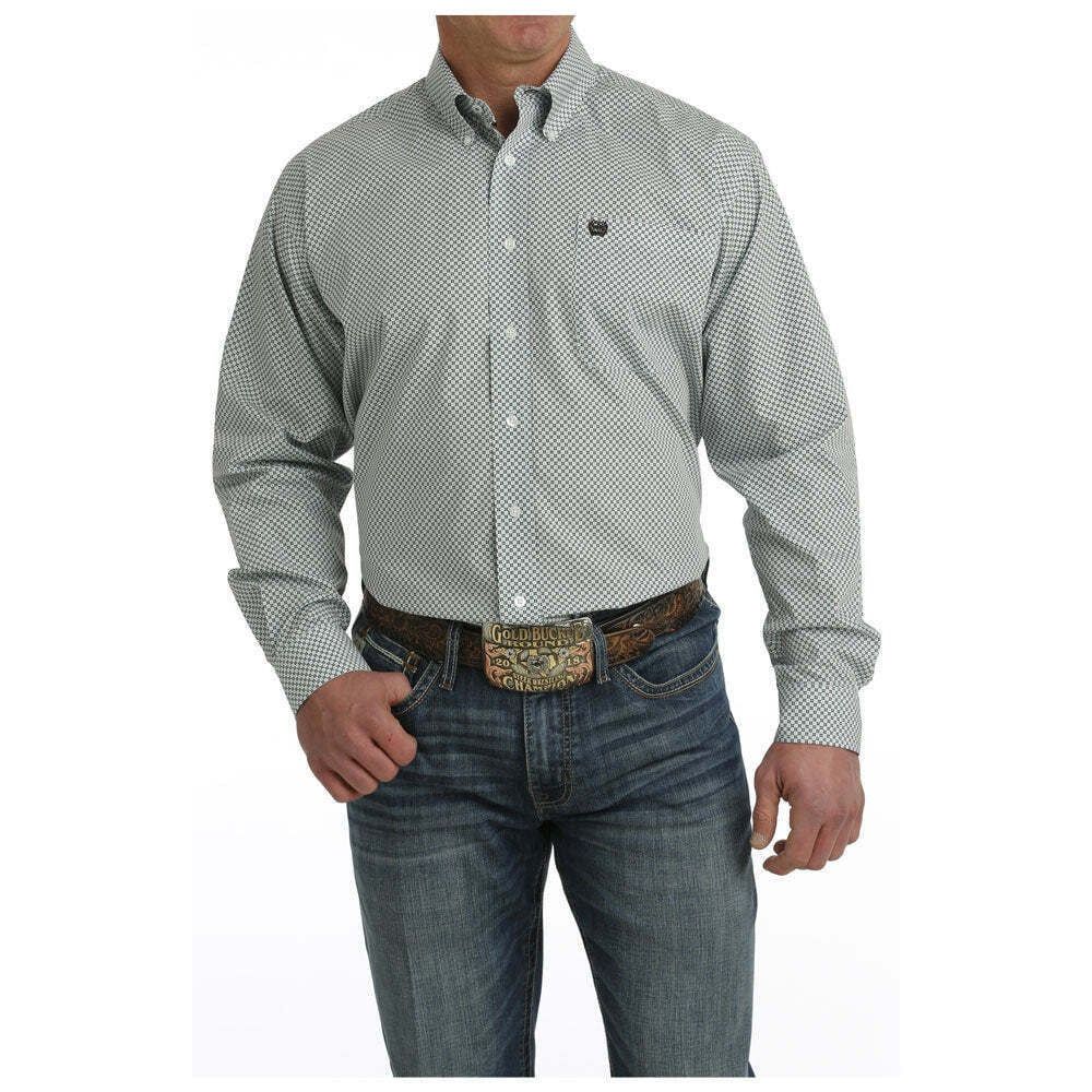 CINCH BUTTON DOWN- LIGHT BLUE PATTERN