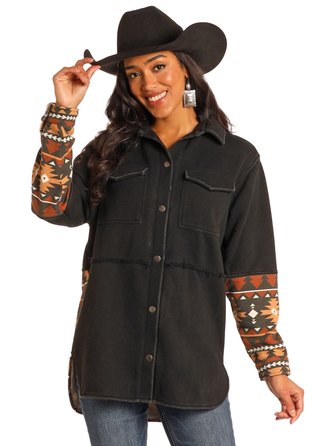 AZTEC SHACKET WITH HOOD