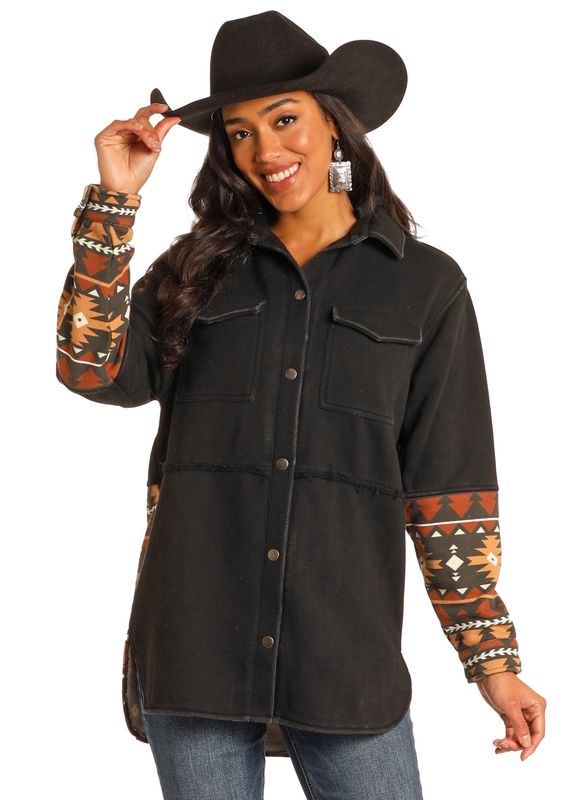 AZTEC SHACKET WITH HOOD