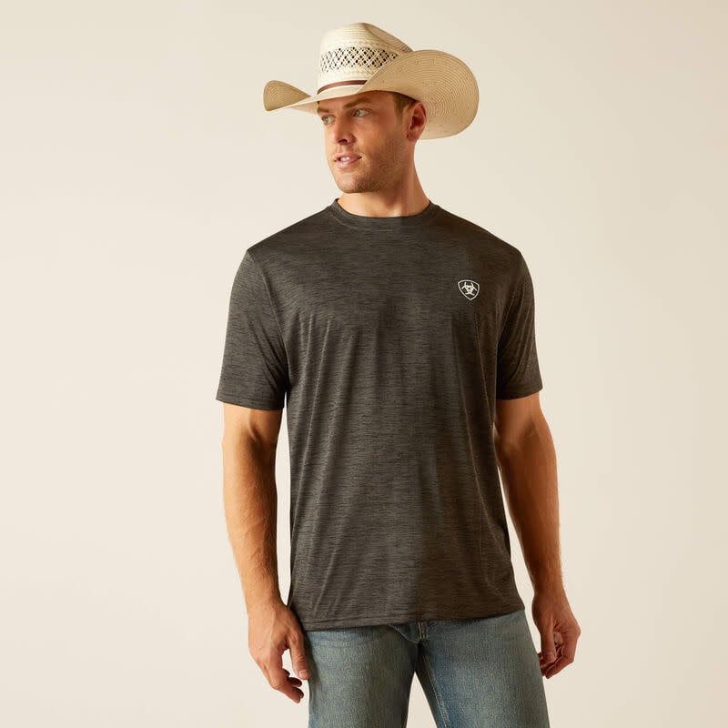 ARIAT MEN&#39;S CHARGER CRESTLINE TEE- CHARCOAL
