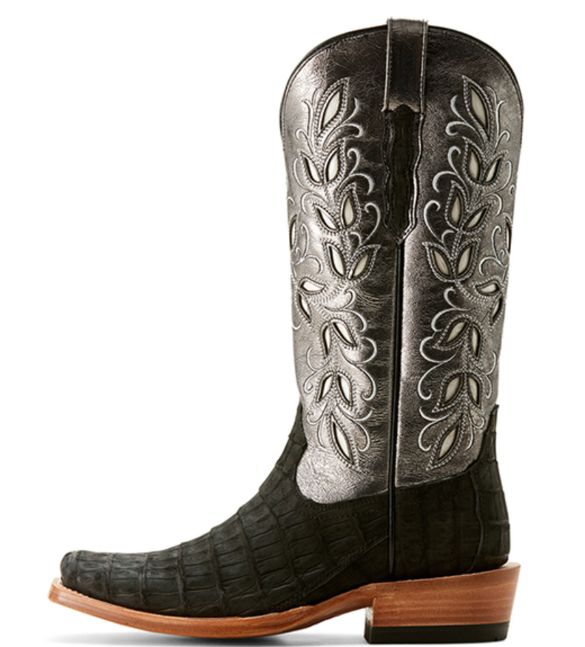 ARIAT FUTURITY BLACK SUEDED CAIMAN BOOTS