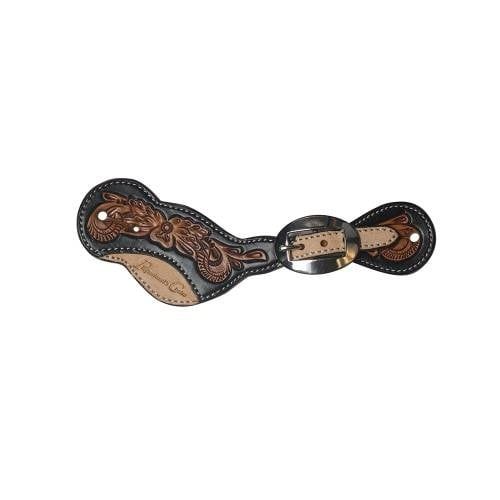 PROFESSIONAL CHOICE BLACK FLORAL ROUGHOUT SPUR STRAPS