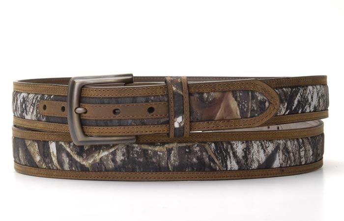 NOCONA BROWN LEATHER WITH CAMO INLAY BELT