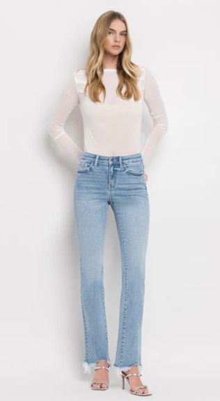 FLYING MONKEY WOMEN&#39;S BLUE FLAME HIGH RISE MINI BOOTCUT JEANS