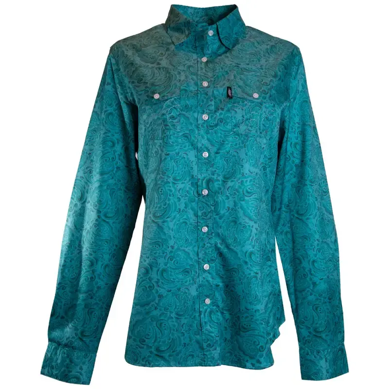 HOOEY GIRL&#39;S &quot;SOL COMPETITION&quot; TEAL FLORAL LONG SLEEVE