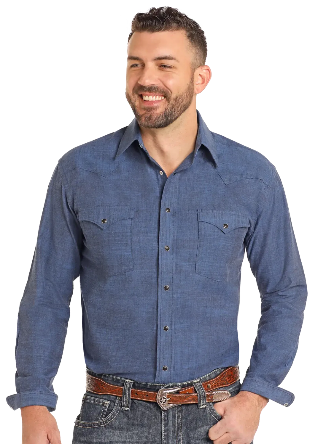 PANAHANDLE ROUGHSTOCK NAVY SNAP FRONT SHIRT