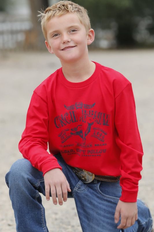 CINCH BOY&#39;S &quot;NO EASY EIGHT- LEAD, DON&#39;T FOLLOW LONG SLEEVE TEE