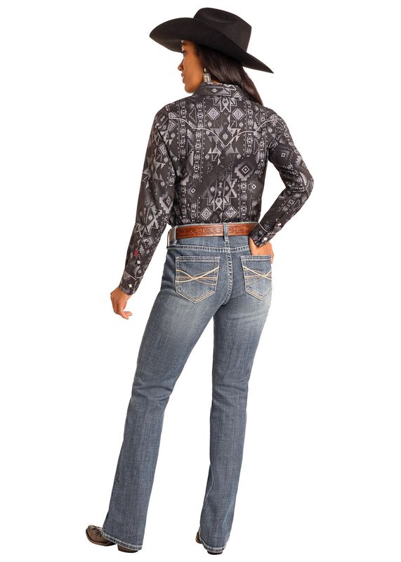 ROCK &amp; ROLL CURVED EMBROIDERED RIDING JEAN