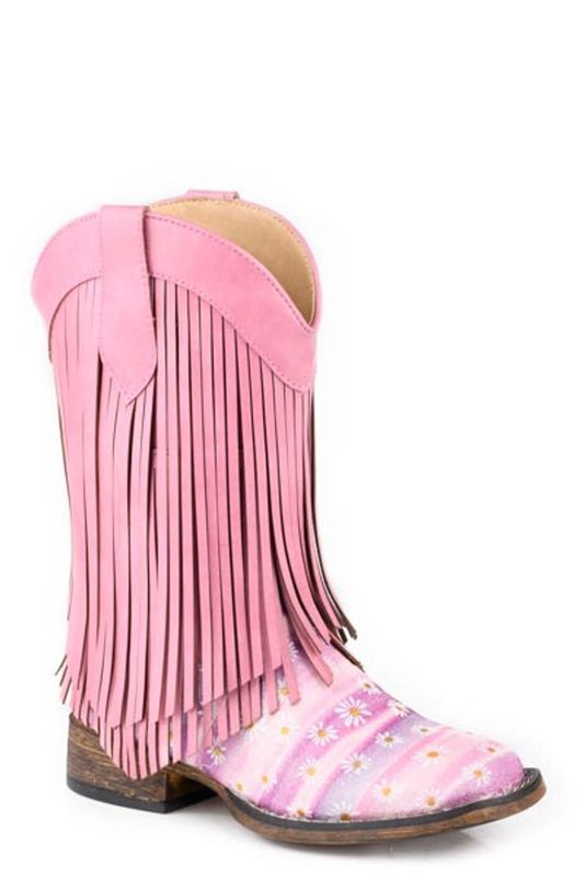 09-018-1903-3502 ROPER GIRL'S PINK GLITTER FRINGE SHAFT BOOTS