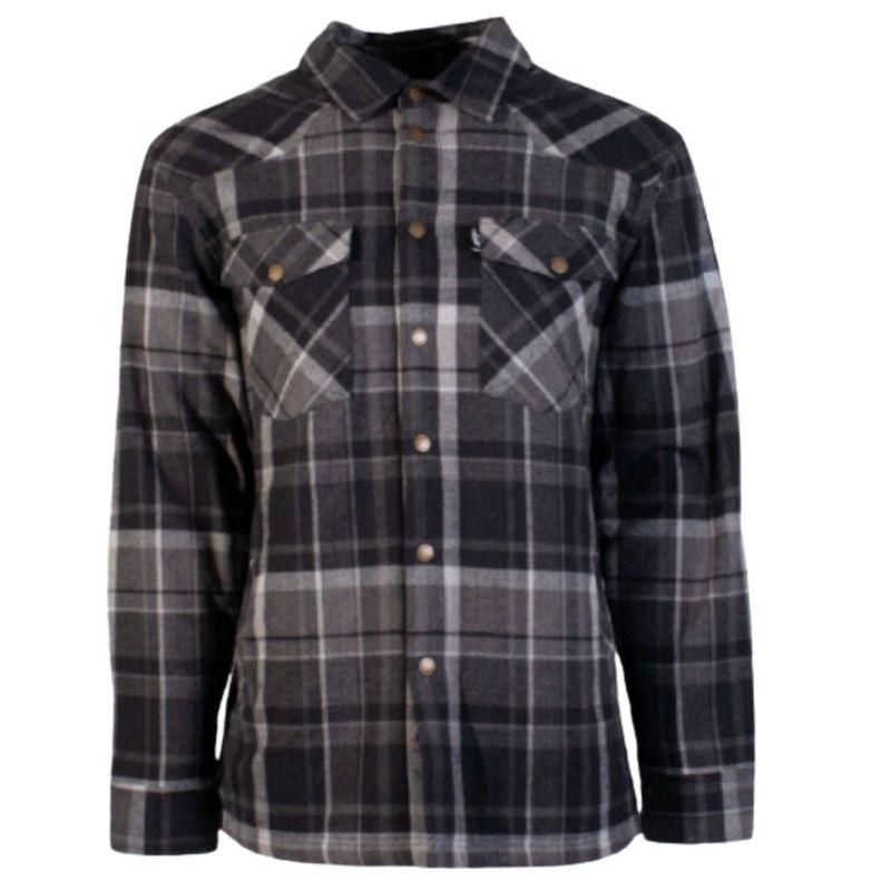 HOOEY MEN&#39;S GRAY PLAID SHACKET WITH SHERPA LINING
