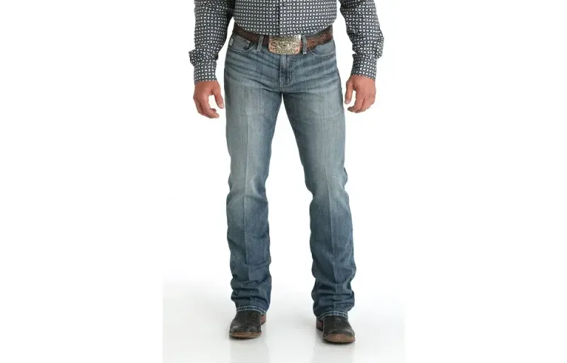 CINCH IAN MID-RISE SLIM MEDIUM STONE WASH BOOTCUT JEAN