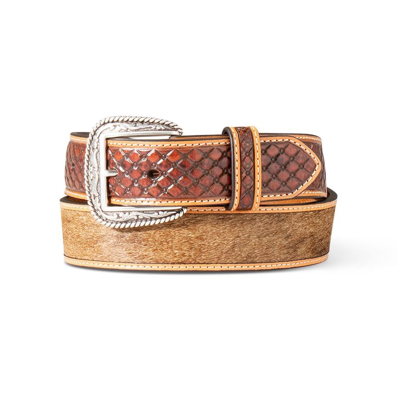 ARIAT DIAMOND EMBOSSED CALF HAIR BELT