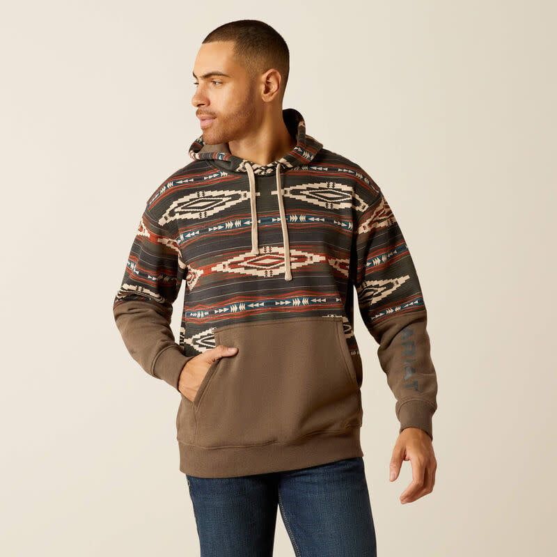 10052452 ARIAT MEN&#39;S COLOR BLOCK HOODIE- BRINDLE