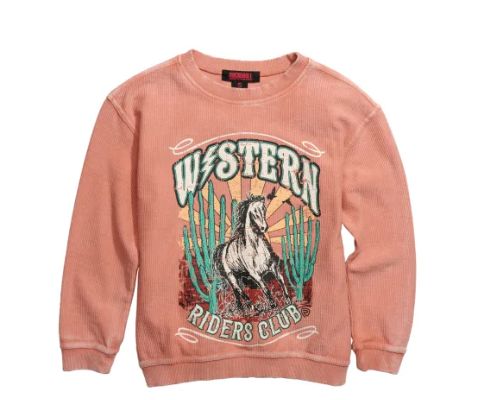 ROCK &amp; ROLL TERRACOTTA WESTERN RIDERS CLUB RIBBED TOP