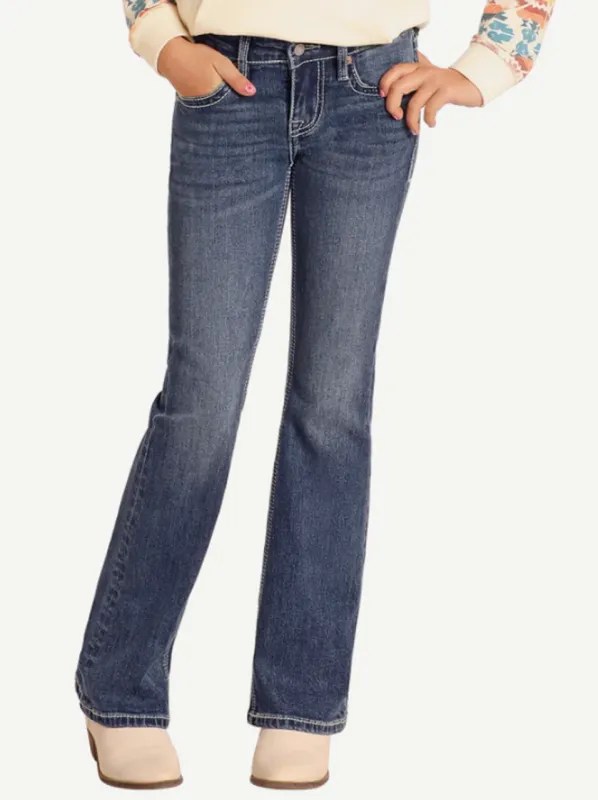 ROCK &amp; ROLL COWHIDE EMBROIDERED BOOTCUT JEANS
