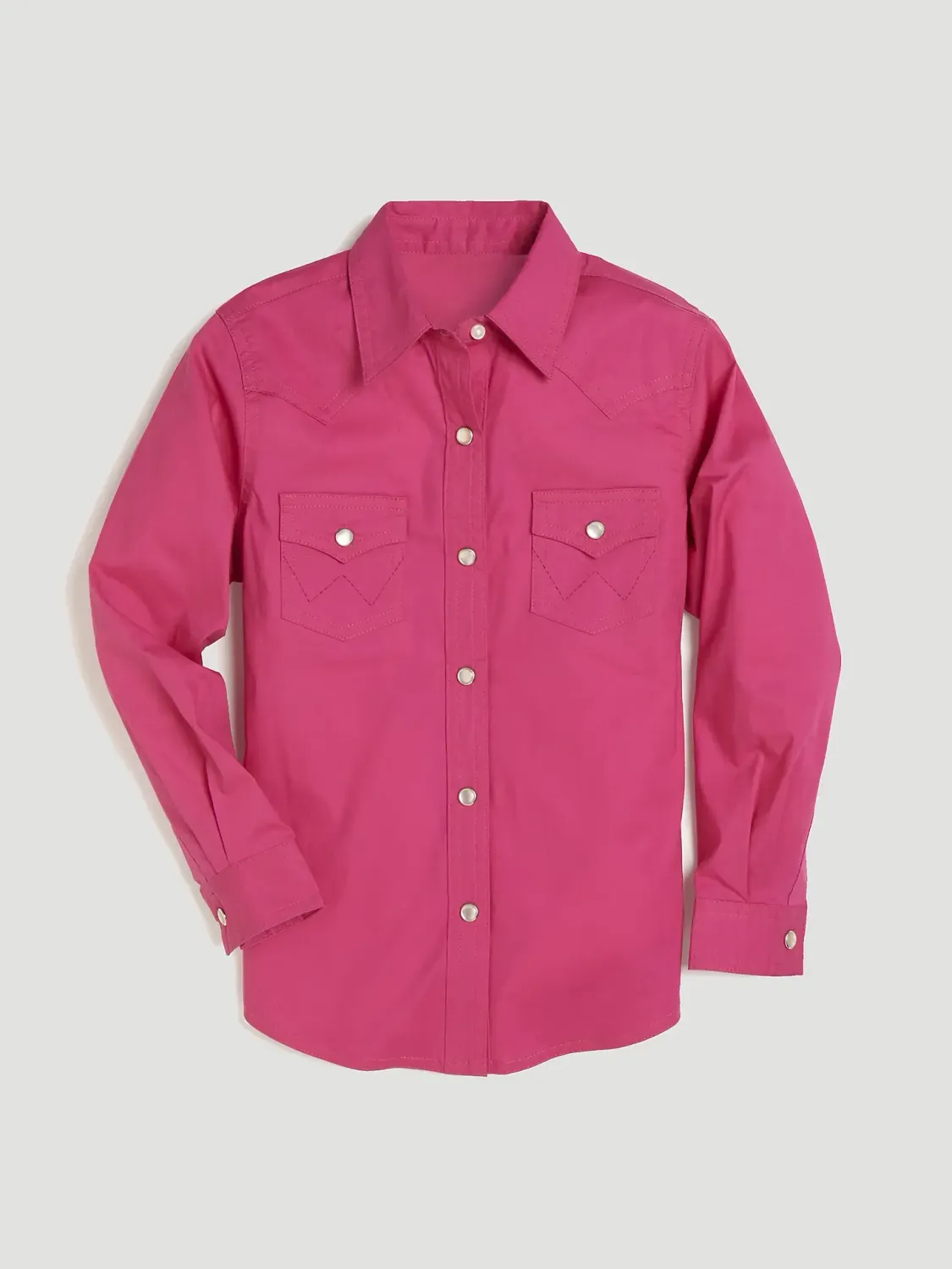 WRANGLER LONG SLEEVE SOLID WESTERN SNAP SHIRT IN PINK
