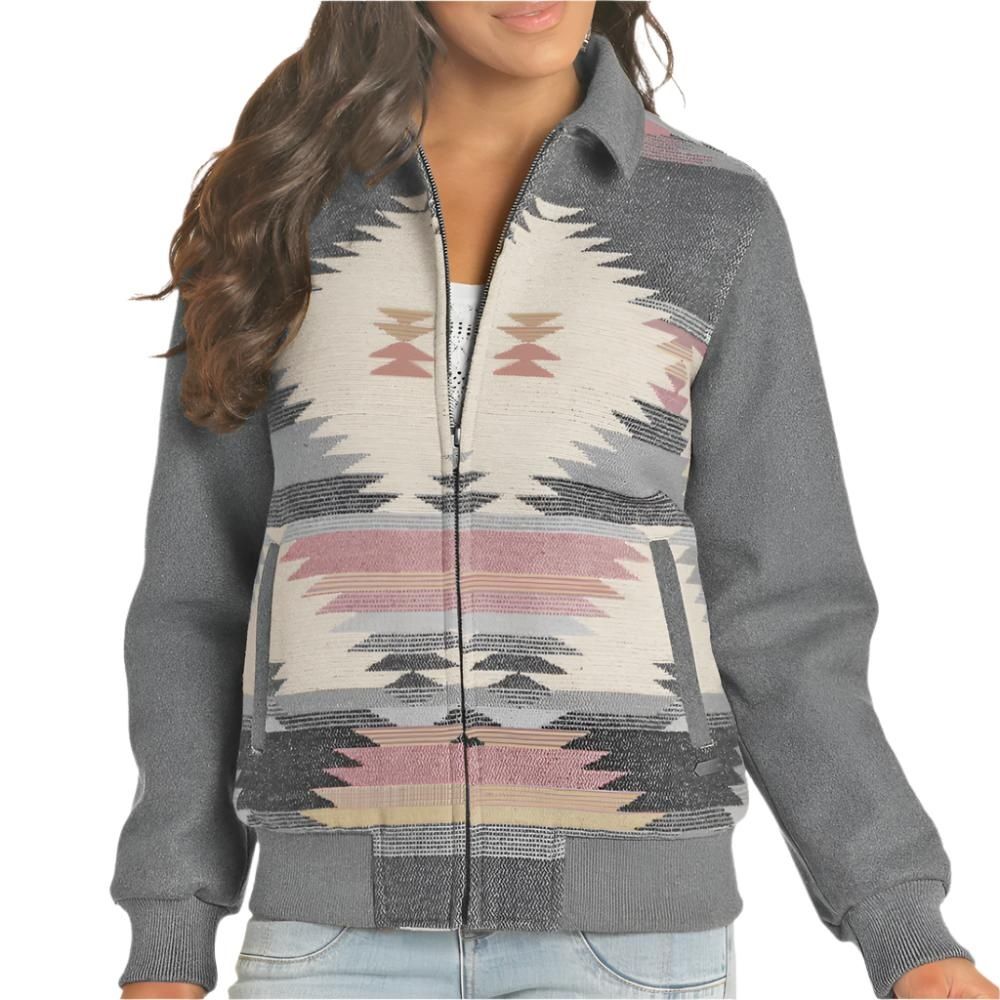 POWDER RIVER WOMEN&#39;S AZTEC WOOL BOMBER JACKET