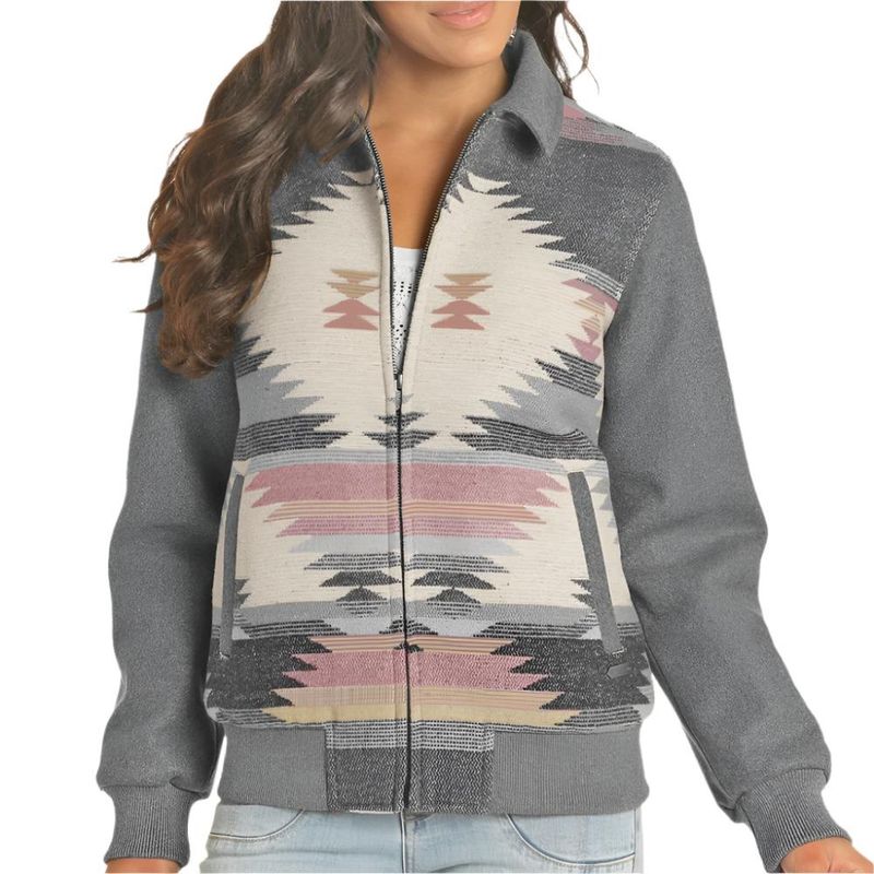 POWDER RIVER WOMEN&#39;S AZTEC WOOL BOMBER JACKET