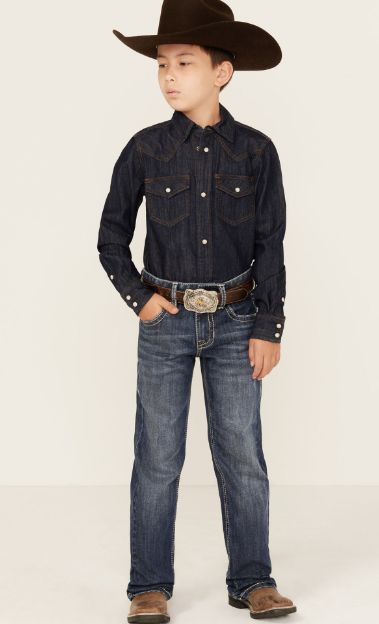 ROCK &amp; ROLL BOY&#39;S BB GUN TWO TONE STITCH BOOTCUT JEANS
