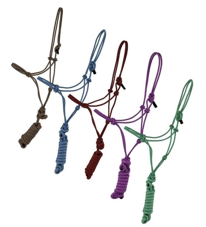 SHOWMAN PONY ADJUSTABLE COWBOY KNOT HALTER W/REMOVABLE LEAD