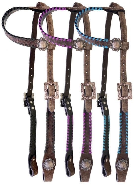 SHOWMAN ONE EAR RAWHIDE LACED LEATHER HEADSTALL