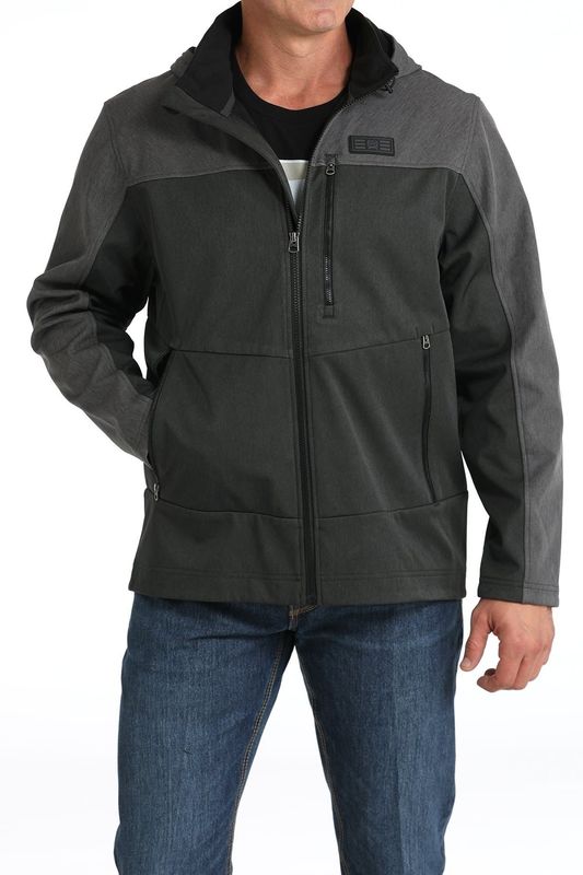 CINCH HOODED SOFTSHELL JACKET- BLACK/CHARCOAL