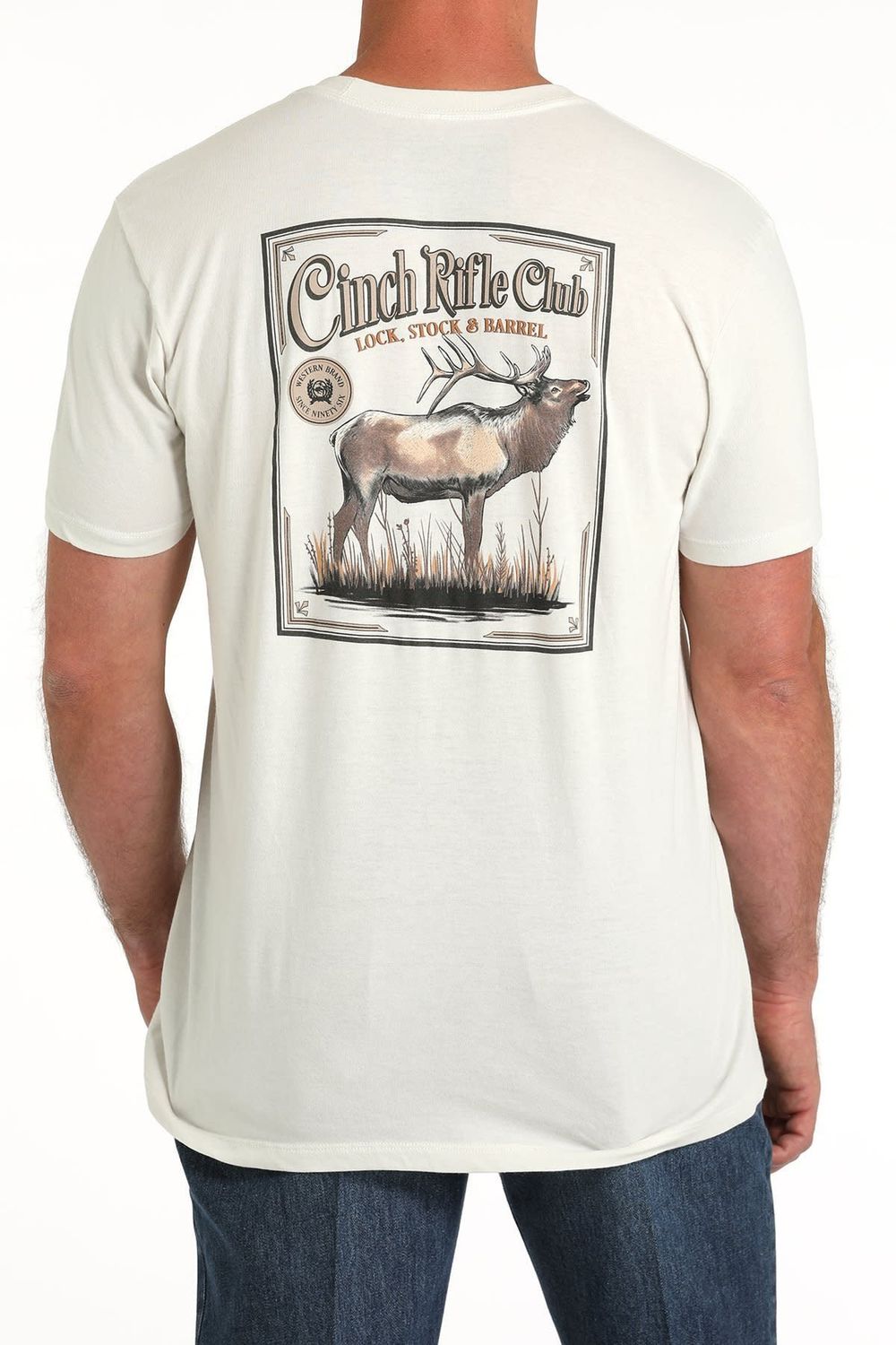 CINCH MEN&#39;S RIFLE CLUB TEE- WHITE