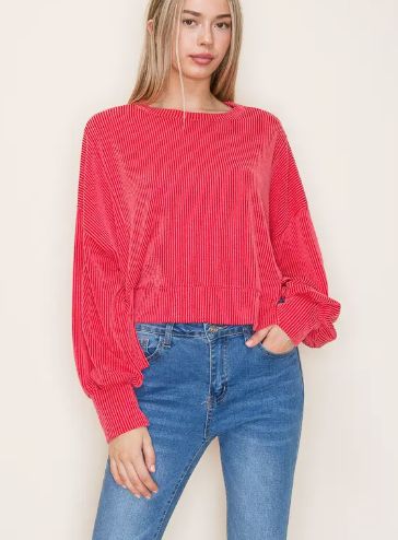 RIBBED LONG SWEATSHIRT