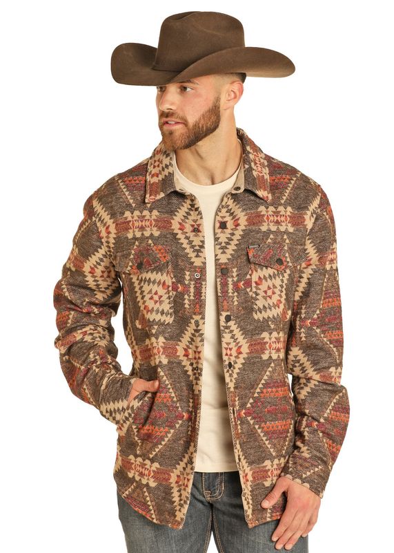 ROCK &amp; ROLL MEN&#39;S LONG SLEEVE AZTEC SHIRT JACKET